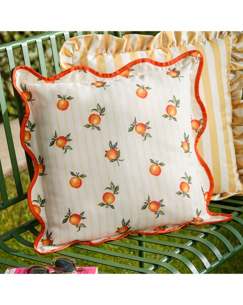 Furn. Fruits Oranges Striped Outdoor Cushion