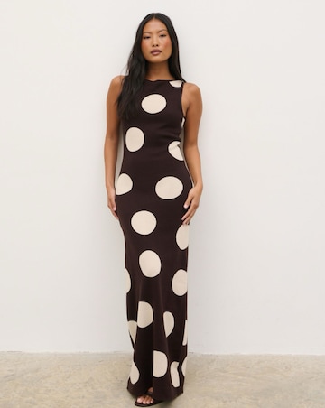 Pretty Lavish Sarover Polka Dot Maxi Knit Dress