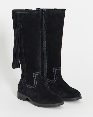 Abby Suede Tassle Knee High Boots - Wide Fit (E) & Curvy Calf