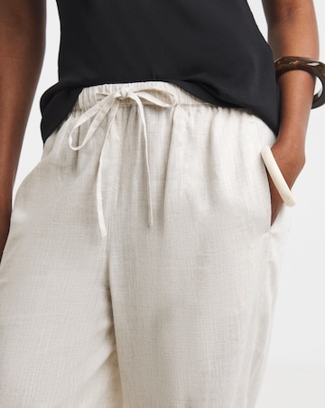 Simply Be Natural Tie Waist Linen Mix Barrel Leg Trouser
