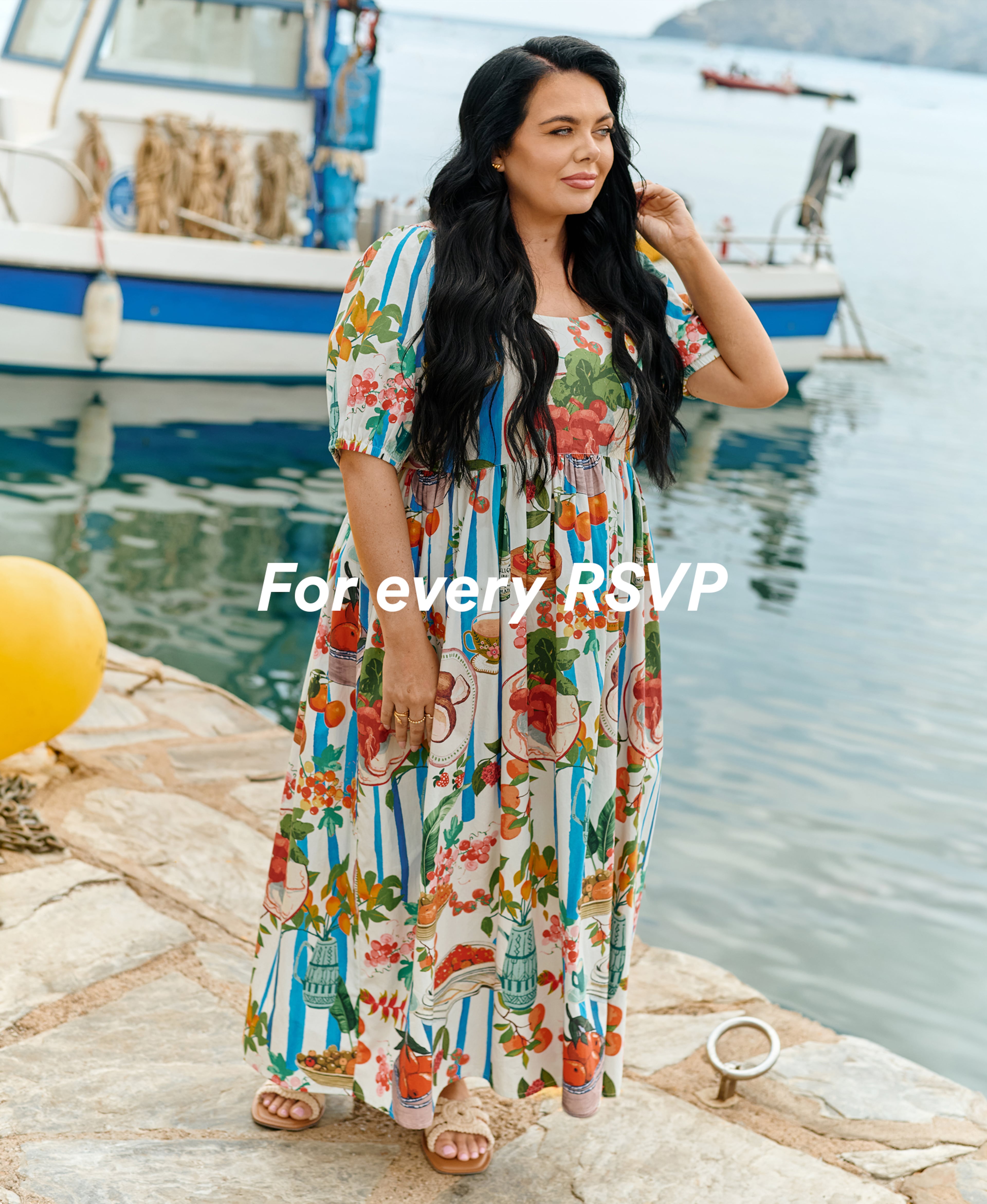 Scarlett Moffatt wears striped dress