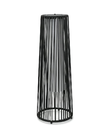 ValueLights Large Black Rattan Solar Powered Outdoor Garden Lantern Floor Lamp