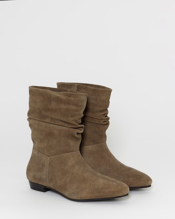 Hetty Ruched Suede Ankle Boots - Wide Fit (E)