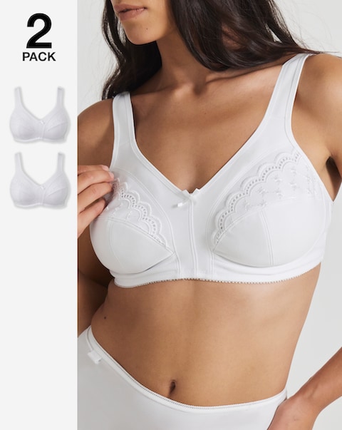 Pretty Secrets (2 Pack) Sally Minimiser Non Wired Bras (C-L) White/White
