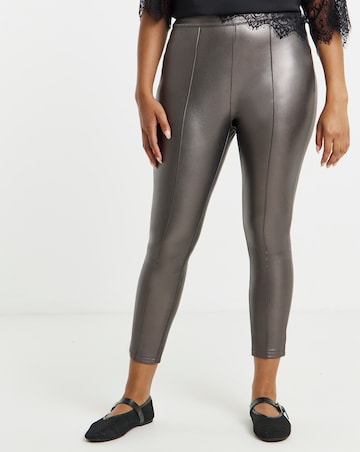 Seam Detail High Waist PU Leggings