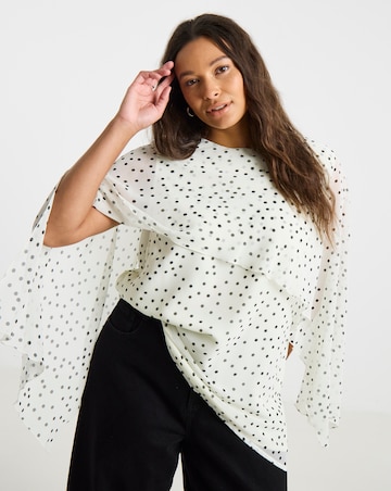 Simply Be Ivory Spot Cape Blouse