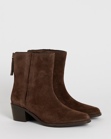 Shaundi Leather Block Heel Ankle Boots - Wide Fit (E)