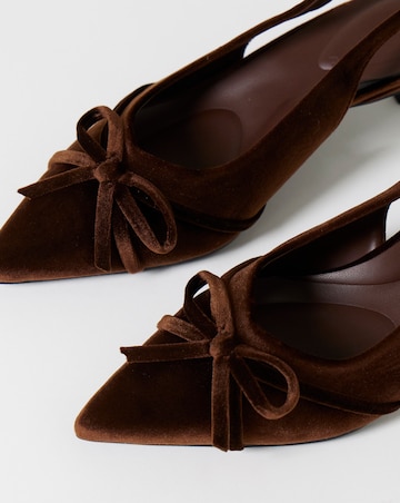 Leila Velvet Bow Slingback Heeled Shoes - Wide Fit (E)
