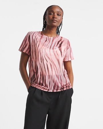 Simply Be Pink Zebra Print Mesh Relaxed Fit T-Shirt