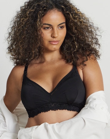 Figleaves Ella Mesh Insert Non Wired Nursing Bra (D-H) Black