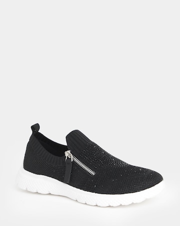 Cushion Walk Sparkle Fly Knit Side Zip Trainers - Extra Wide Fit (EEE)