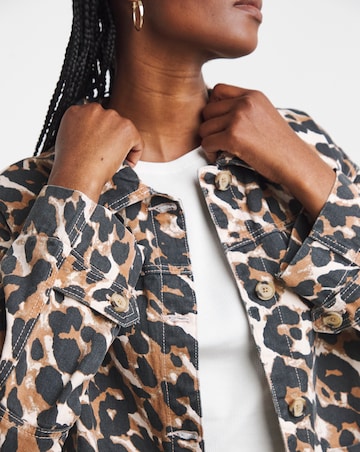 Simply Be Leopard Print Button Through Utility Jacket