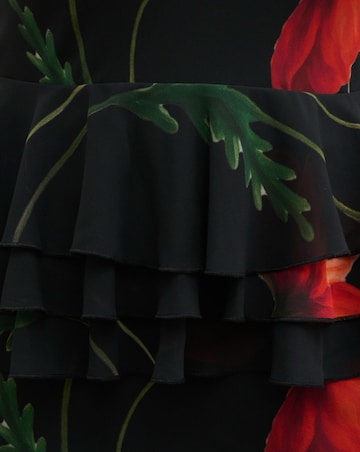 Pretty Lavish Rosie Peplum Ruffle Poppy Placement Maxi Dress