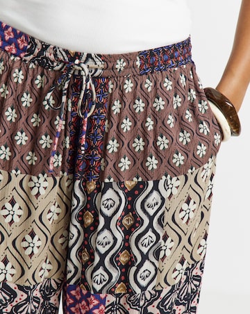 Simply Be Multi Print Tie Waist Crinkle Wide Leg Trouser