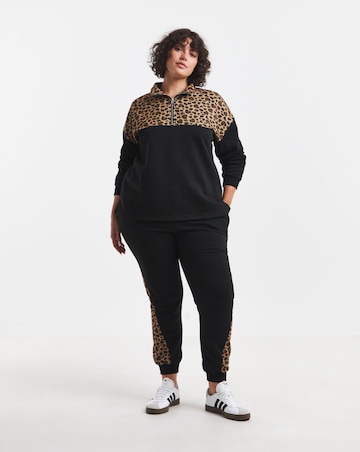 Simply Be Green Leopard Side Stripe Jogger