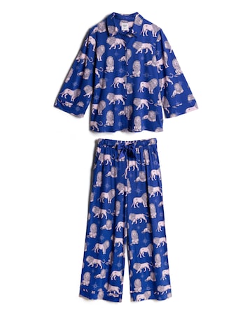 Chelsea Peers Long Wide Sleeve Button Up Lion Pyjama Set
