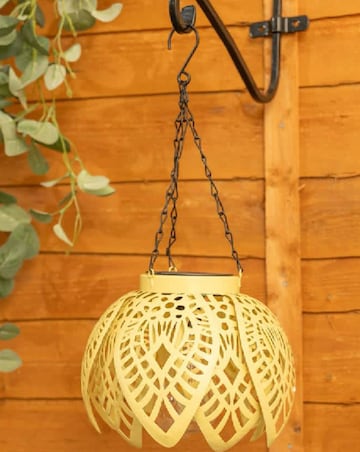 ValueLights Artichoke Yellow Solar Powered Outdoor Garden Hanging Lantern Light