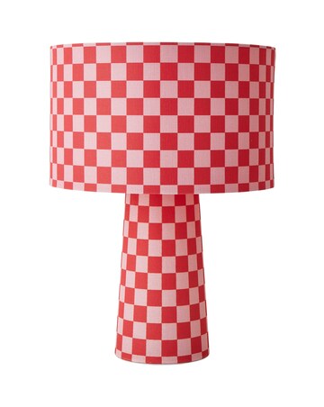 ValueLights Pritchard Pink Checkerboard Fabric Table Lamp