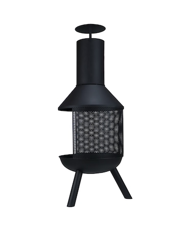 Charles Bentley Round Black Steel Chimenea
