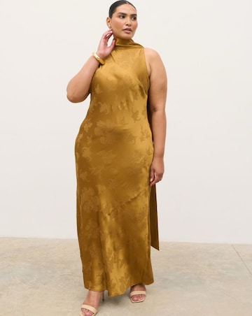 Pretty Lavish Lethe Drape Scarf Satin Jacquard Dress