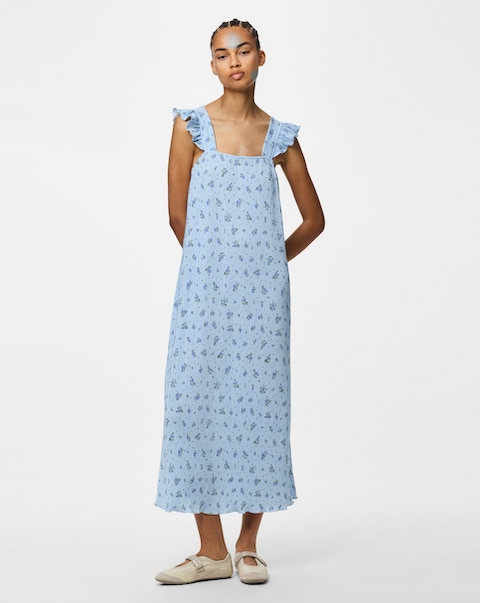 Pieces Flora Strap Flounce Jersey Dress