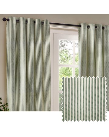 Yard Hebden Striped 100% Cotton Eyelet Lined Curtains