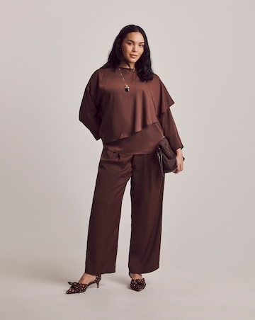 Julipa Chocolate Satin Cape Blouse