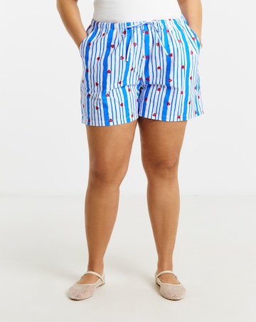 Blue Stripe Embroidered Short