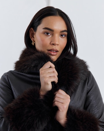 Simply Be Chocolate Faux Leather Trench Coat