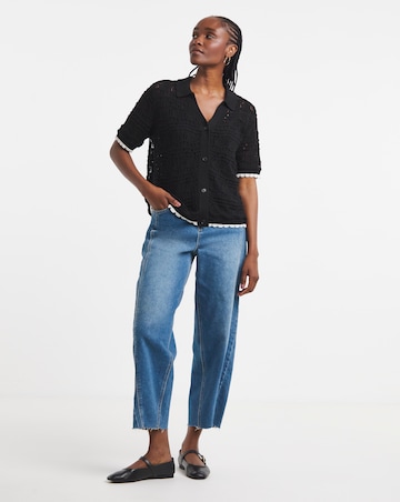 Simply Be Pointelle Collared Knit Top