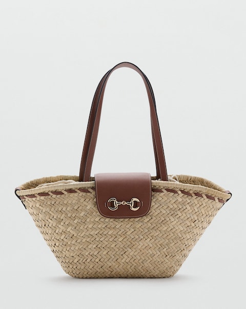 Mango Straw Shoulder Bag - Medium