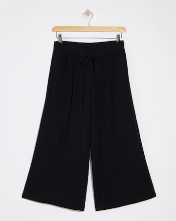 Simply Be Black Tie Waist Crinkle Culottes