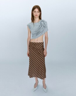 Mango Gingham Skirt With Draped Detail - Image