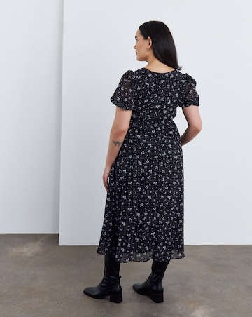 Simply Be Black Ditsy Tea Dress