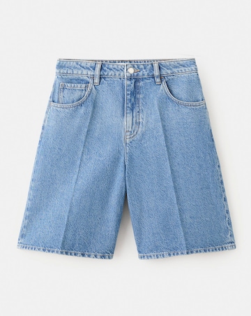 Mango High-Waist Straight-Fit Bermuda Denim Shorts