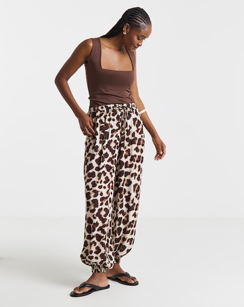Simply Be Leopard Crinkle Balloon Trouser