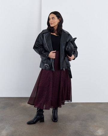 Simply Be Burgundy Floral Chiffon Godet Midi Skirt