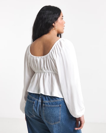 Simply Be Printed Square Neck Button Detail Blouse