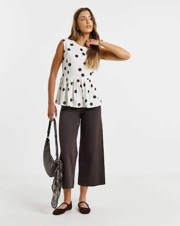 Simply Be Ivory Spot Peplum Shell Top