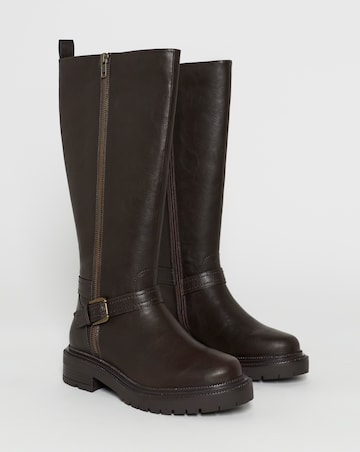 Sherry Zip Detail Knee High Boots - Extra Wide Fit (EEE) & Super Curvy Calf