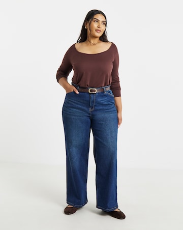Simply Be Chocolate And Pink 2 Pack Scoop Neck Tops
