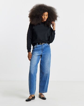Black Cut Work Detail Sleeve Sweatshirt