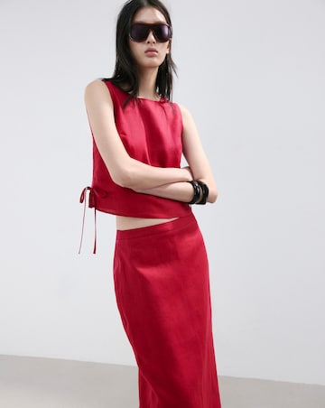 Mango Linen Midi Skirt