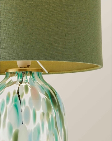 ValueLights Belinda Green Confetti Glass Table Lamp