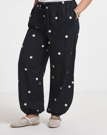 Mono Spot Linen Mix Balloon Trouser