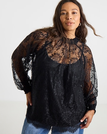Simply Be Eyelash Lace High Neck Blouse