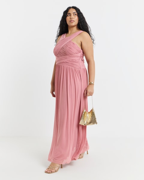 Little Mistress Crossover Maxi Occasion Dress