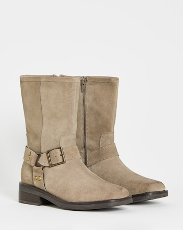 Orlando Suede Harness Buckle Ankle Biker Boots - Extra Wide Fit (EEE)