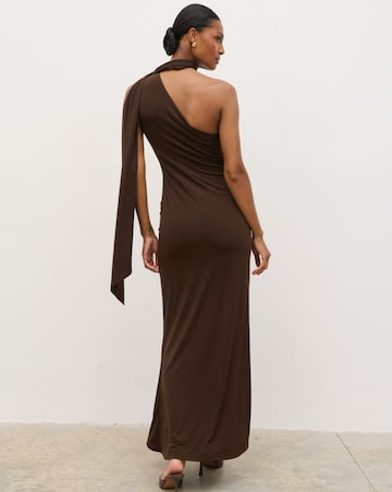 Pretty Lavish Celina Drape Ruffle Jersey Maxi Dress