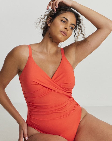 Simply Be Medium Tummy Control Swimsuit Coral